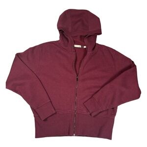 tasc Performance Studio Fleece Hoodie Burgundy Full Zip Bamboo Organic Size M